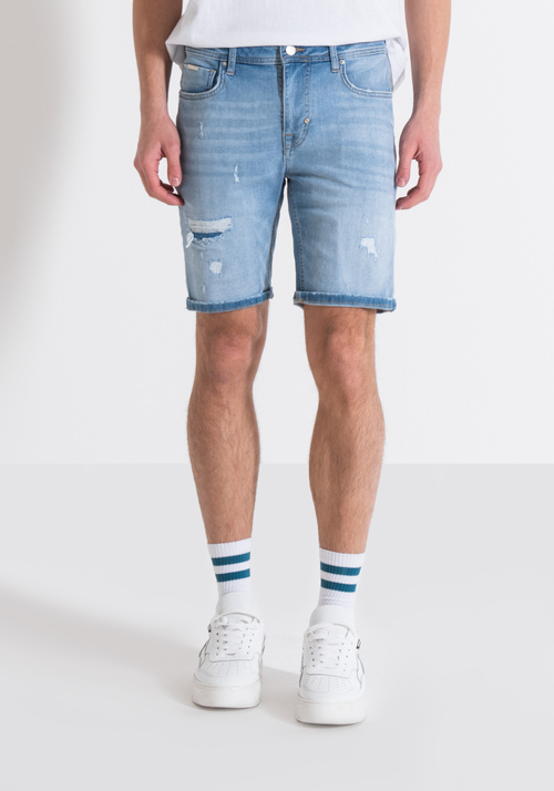 OZZY SKINNY FIT JEANSSHORTS IN BLAUEN STRETCH-DENIM - Jeans | Antony Morato Online Shop