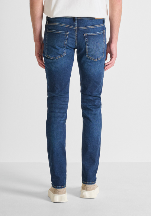 Jeans da Uomo Elasticizzati Slim Fit Jeans Skinny Strappati da Uomo, Pantaloni A Vita Flex Comfort alla Moda con Gamba Dritta Consumata Jeans da Uomo (Color : Blue, Size : S