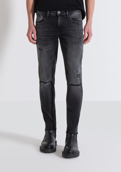 "MERCURY" SUPER SKINNY FIT JEANS IN BLACK WASH STRETCH DENIM - Jeans | Antony Morato Online Shop