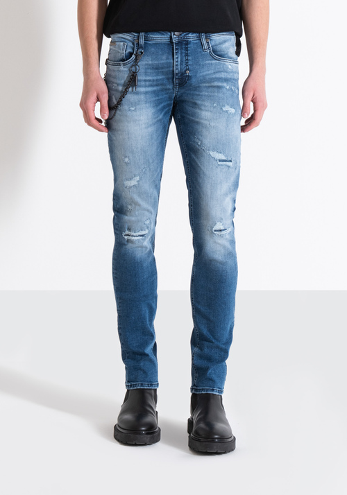 IGGY TAPERED FIT JEANS IN CHARCOAL BLUE STRETCH DENIM - Men's Tapered Fit Jeans | Antony Morato Online Shop
