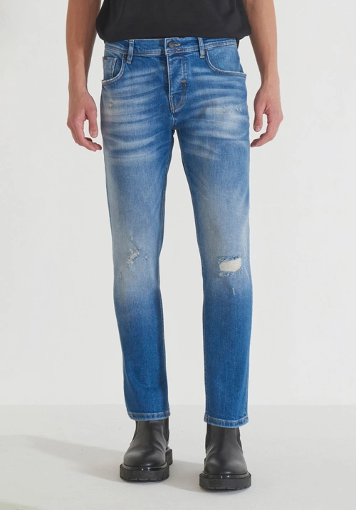 "ARGON" SLIM FIT ANKLE LENGTH JEANS IN AUTHENTIC BLUE DENIM - Jeans | Antony Morato Online Shop