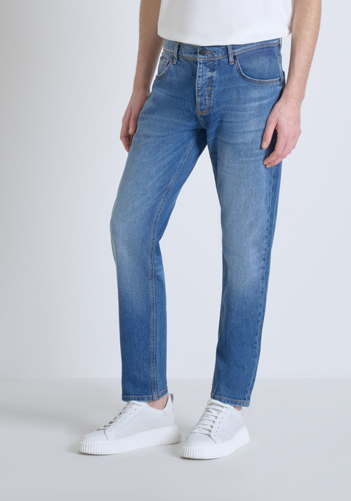 STRAIGHT FIT SLIM "CLEVE" JEANS IN DELAVÉ BLUE DENIM - Jeans | Antony Morato Online Shop