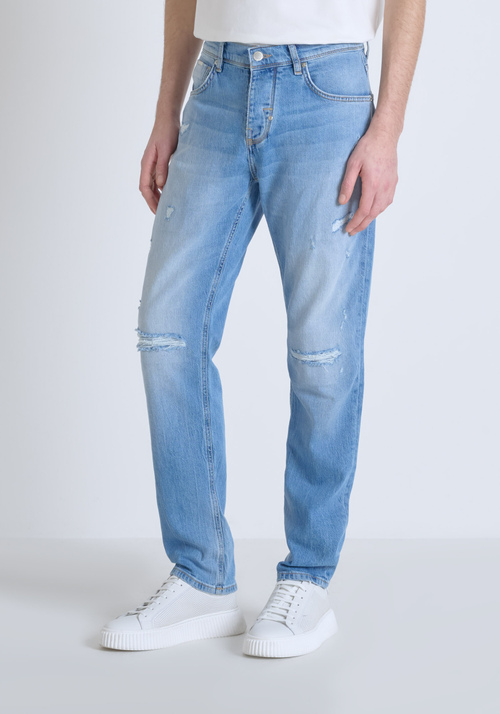 STRAIGHT FIT SLIM "CLEVE" JEANS IN DELAVÉ BLUE DENIM - Jeans | Antony Morato Online Shop