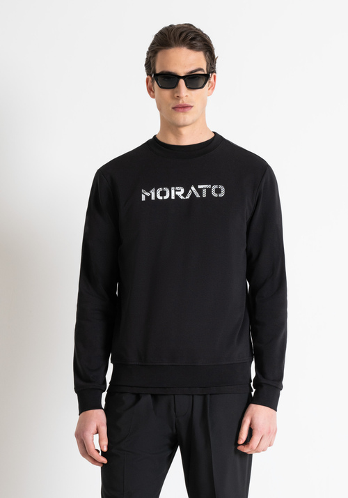 REGULAR FIT SWEATSHIRT IN SUSTAINABLE POLYESTER AND COTTON BLEND WITH LOGO PRINT - Clothing | Antony Morato Online Shop