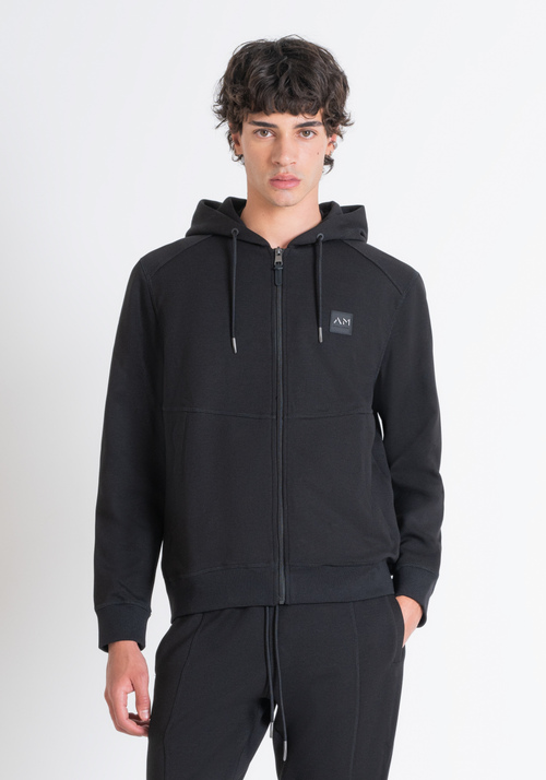 REGULAR FIT SWEATSHIRT IN BLACK SCUBA FABRIC WITH LOGO - Sweatshirts | Antony Morato Online Shop