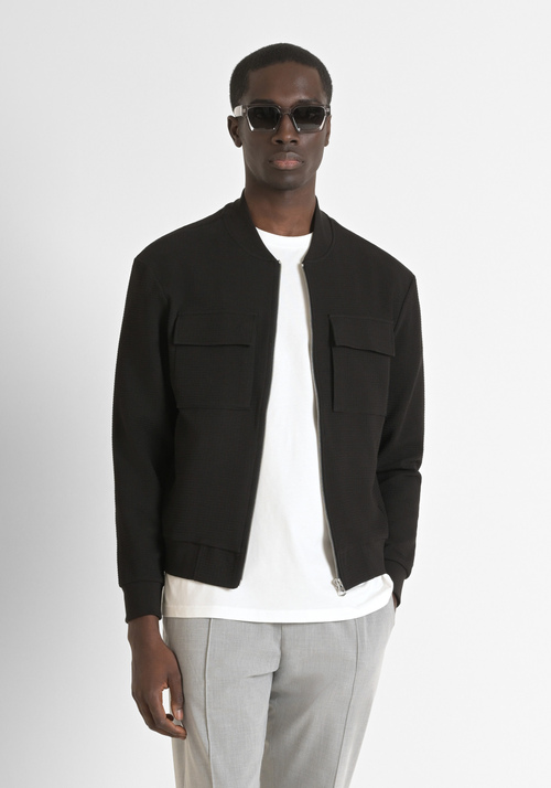 SWEATSHIRTJACKE SLIM FIT AUS ELASTISCHER BAUMWOLLE MIT KARO-MUSTER - Sweatshirts | Antony Morato Online Shop