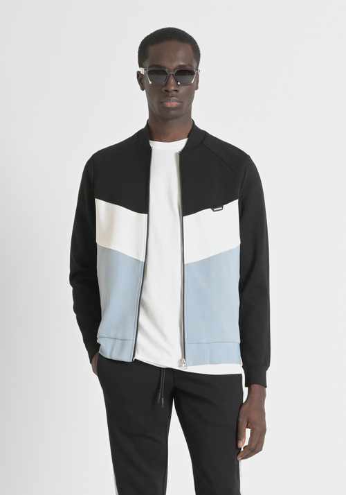 SUDADERA SLIM FIT DE MEZCLA DE ALGODÓN CON CREMALLERA Y CAPUCHA - Sudaderas | Antony Morato Online Shop