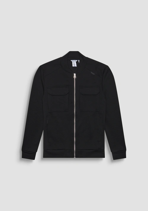 REGULAR FIT SWEATSHIRT IN COTTON BLEND WITH ZIP AND TONE-ON-TONE LOGO PLAQUE - Felpe Uomo | Antony Morato Online Shop
