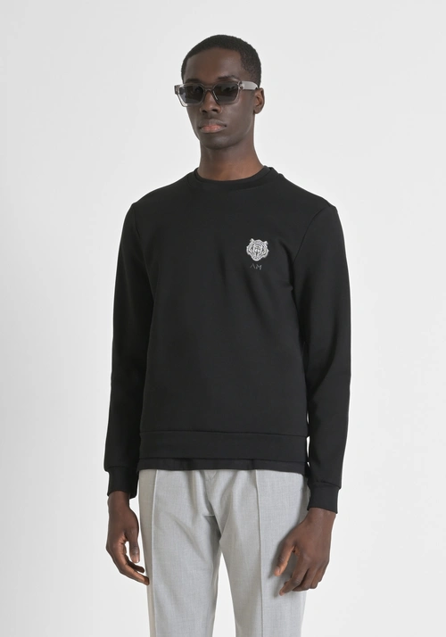 SUDADERA SLIM FIT DE MEZCLA DE ALGODÓN CON ESTAMPADO DE TIGRE DE GOMA - Sudaderas | Antony Morato Online Shop