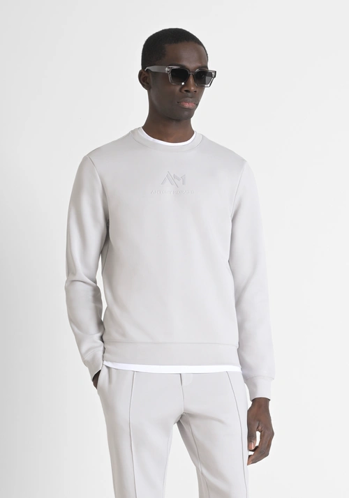 SUDADERA REGULAR FIT CON EFECTO ANTE CON INSERCIONES DE PIEL SINTÉTICA - Sudaderas | Antony Morato Online Shop