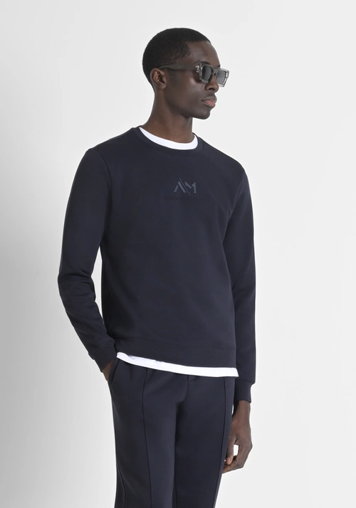 SLIM FIT COTTON BLEND SWEATSHIRT WITH PRINTED LOGO - Felpe Uomo | Antony Morato Online Shop