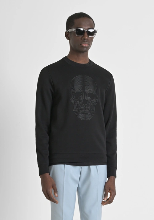 SUDADERA REGULAR FIT DE TEJIDO MEZCLA DE ALGODÓN CON ESTAMPADO DE CALAVERA - Sudaderas | Antony Morato Online Shop