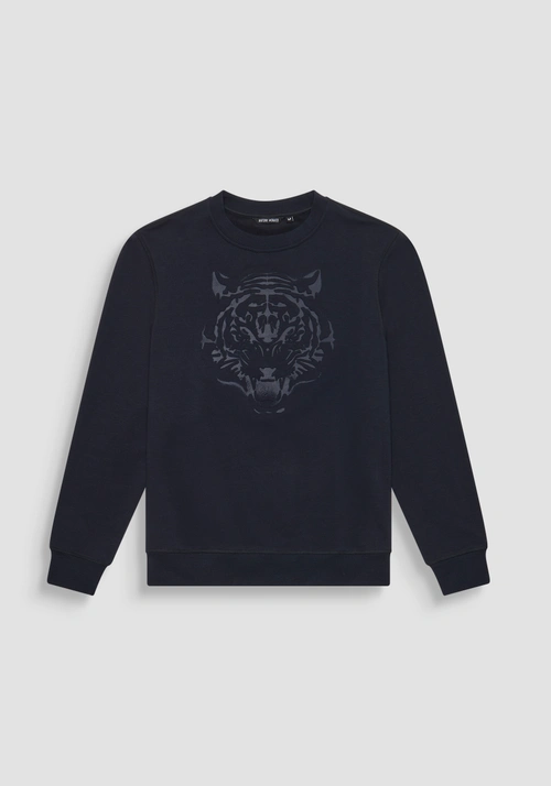 REGULAR FIT COTTON BLEND SWEATSHIRT WITH TIGER PRINT - Mood Ho Chi Minh | Antony Morato Online Shop