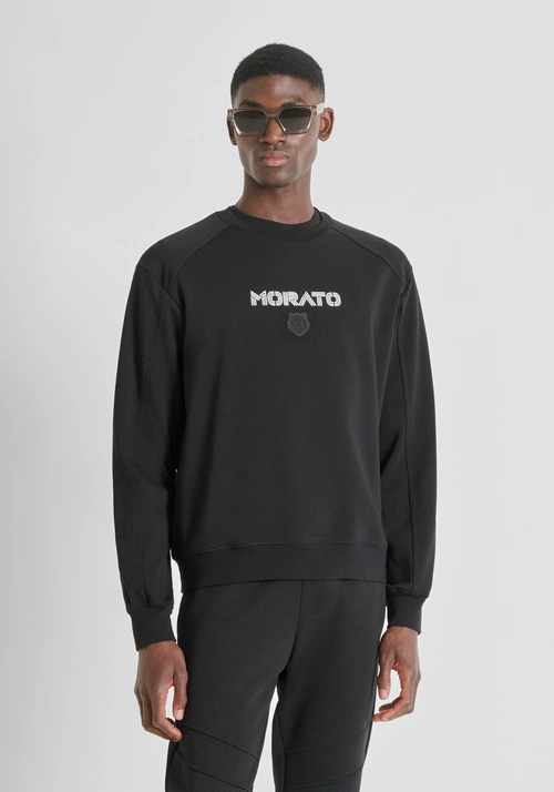 RELAXED FIT CREWNECK SWEATSHIRT IN COTTON BLEND WITH PRINTED LOGO - Preview Men's Collection Fall-Winter 2025 | Antony Morato Online Shop