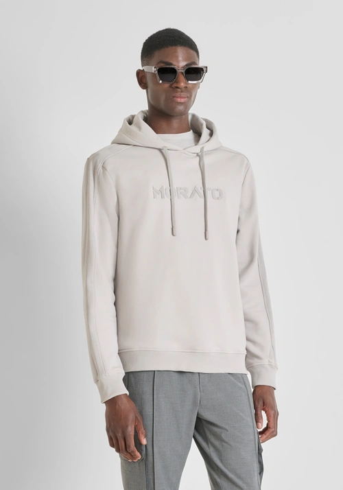 RELAXED FIT HOODIE IN COTTON BLEND SUSTAINABLE WITH LOGO - Clothing | Antony Morato Online Shop