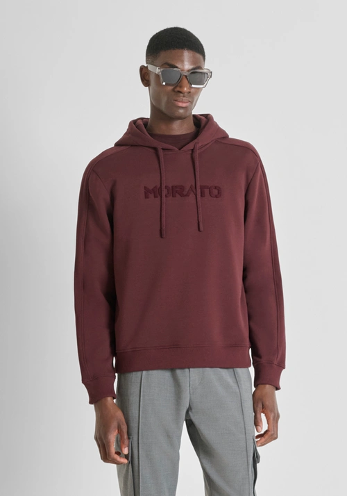 RELAXED FIT HOODIE IN COTTON BLEND SUSTAINABLE WITH LOGO - Preview Men's Collection Fall-Winter 2025 | Antony Morato Online Shop