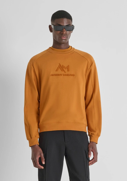 FELPA GIROCOLLO RELAXED FIT IN MISTO COTONE SOSTENIBILE CON LOGO STAMPATO - Felpe Uomo | Antony Morato Online Shop