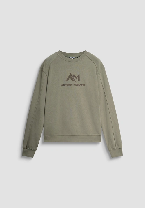 FELPA GIROCOLLO RELAXED FIT IN MISTO COTONE SOSTENIBILE CON LOGO STAMPATO - Felpe Uomo | Antony Morato Online Shop