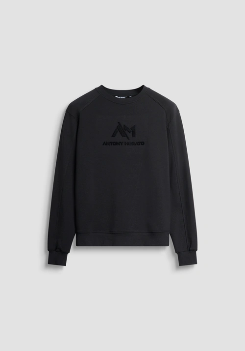 FELPA GIROCOLLO RELAXED FIT IN MISTO COTONE SOSTENIBILE CON LOGO STAMPATO - Felpe Uomo | Antony Morato Online Shop