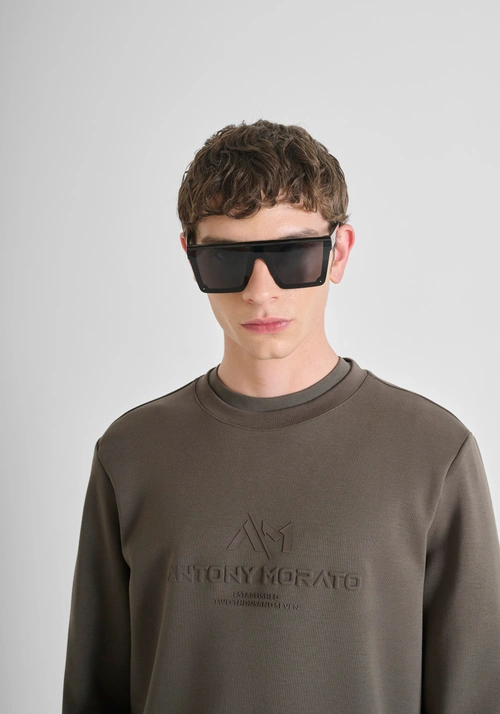 SWEAT-SHIRT COL ROND SLIM FIT EN MÉLANGE DE COTON AVEC LOGO - Sweat shirts col rond | Antony Morato Online Shop