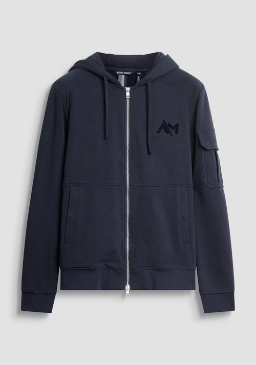 SUDADERA CON CAPUCHA Y CREMALLERA REGULAR FIT EN MEZCLA ALGODÓN SOSTENIBLE - Sudaderas | Antony Morato Online Shop