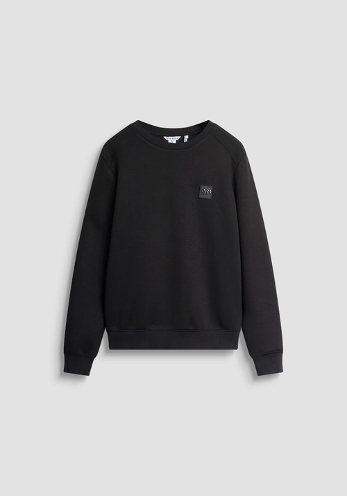 REGULAR FIT RUNDHALS-SWEATSHIRT AUS ELASTISCHEM SCUBA-STOFF MIT GUMMIERTEM LOGO-BADGE - Sweatshirts | Antony Morato Online Shop