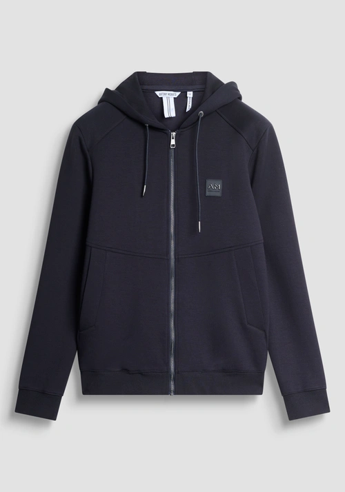 REGULAR FIT-SWEATSHIRT MIT REISSVERSCHLUSS AUS ELASTISCHEM STOFF MIT GUMMIERTEM LOGO-BADGE - Sweatshirts | Antony Morato Online Shop