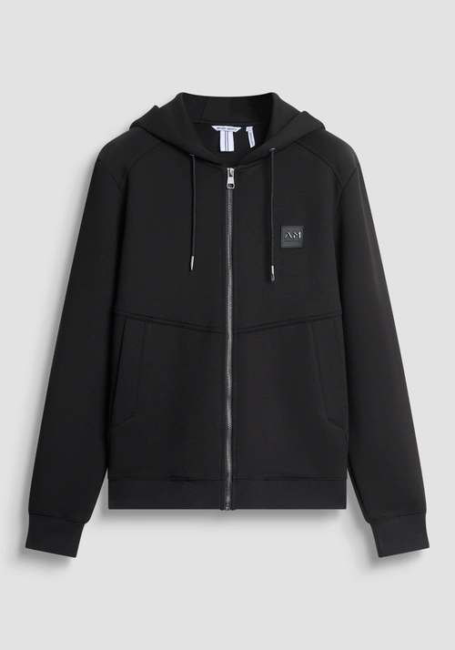 REGULAR FIT-SWEATSHIRT MIT REISSVERSCHLUSS AUS ELASTISCHEM STOFF MIT GUMMIERTEM LOGO-BADGE - Sweatshirts | Antony Morato Online Shop