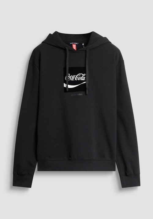 SUDADERA CON CAPUCHA BOXY FIT EN MEZCLA ALGODÓN SOSTENIBLE Y ESTAMPADO - Sudaderas | Antony Morato Online Shop