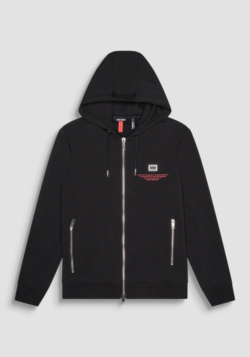 SUDADERA CON CAPUCHA Y CREMALLERA EN MEZCLA ALGODÓN LÍNEA RED TAG - Sudaderas | Antony Morato Online Shop