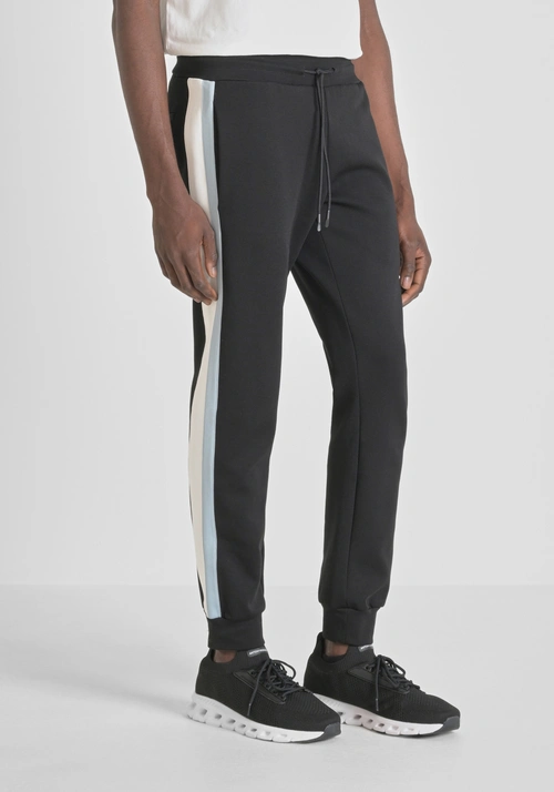PANTALON SLIM FIT EN COTON MÉLANGÉ AVEC BANDES BICOLORES CONTRASTÉES - TROUSERS | Antony Morato Online Shop
