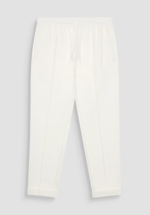 PANTALONES DE FELPA CARROT FIT DE ALGODÓN ELÁSTICO CON DOBLADILLOS EN EL BAJO Y PLACA CON LOGOTIPO - Pantalones | Antony Morato Online Shop