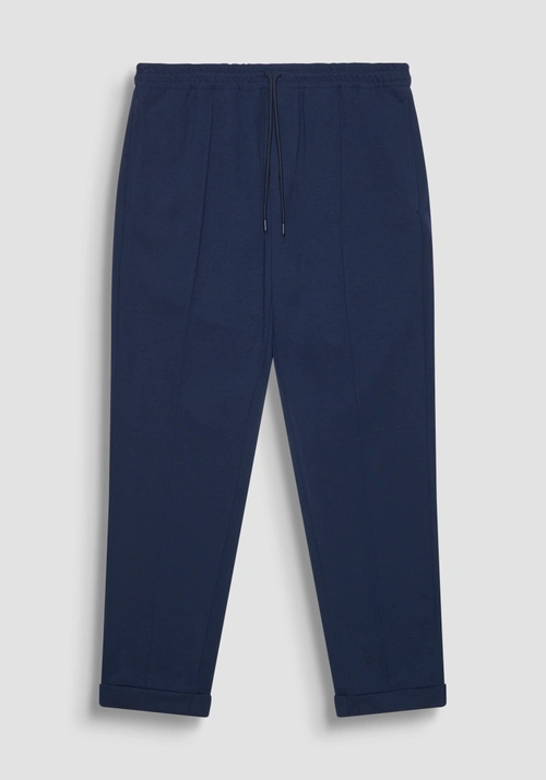 PANTALONES DE FELPA CARROT FIT DE ALGODÓN ELÁSTICO CON DOBLADILLOS EN EL BAJO Y PLACA CON LOGOTIPO - Pantalones | Antony Morato Online Shop
