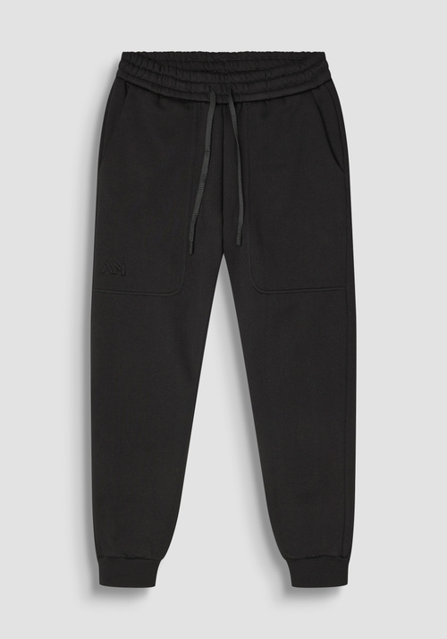 REGULAR FIT COTTON SWEATSHIRT TROUSERS WITH EMBROIDERED LOGO - Total Black Outfit | Antony Morato Online Shop
