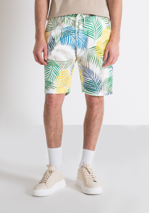 REGULAR FIT SUSTAINABLE COTTON-POLYESTER BLEND FLEECE SHORTS PRINTED WITH LOGO PRINT - Care For Future | Antony Morato Online Shop