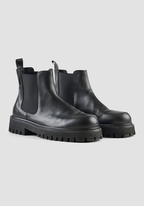 "ELAI" CHELSEA SHOE IN LEATHER - Total Black Outfit | Antony Morato Online Shop