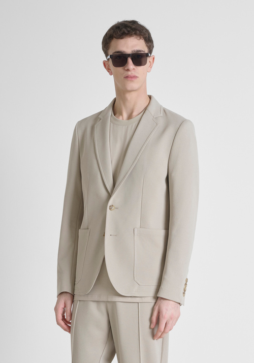 VESTE SLIM FIT « ANOUK » EN SERGÉ DE COTON STRETCH AVEC FERMETURE À DEUX BOUTONS - Vestes et Gilets | Antony Morato Online Shop