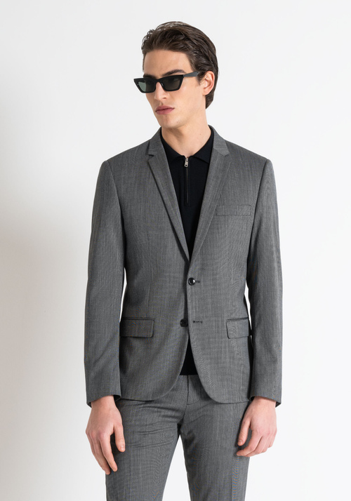 "BONNIE" SLIM FIT JACKET IN ELASTIC VISCOSE BLEND FABRIC WITH MICRO PATTERN - Men's Jackets and Gilets | Antony Morato Online Shop