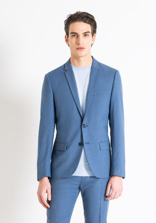 SLIM FIT "BONNIE" JACKET IN STRETCH VISCOSE BLEND FABRIC WITH SLUB EFFECT - Men's Jackets and Gilets | Antony Morato Online Shop