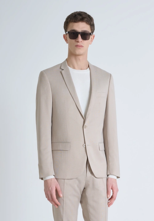VESTE SLIM FIT « BONNIE » EN VISCOSE MÉLANGÉE STRETCH AVEC IMPRIMÉ PRINCE DE GALLES - Vestes et Gilets | Antony Morato Online Shop