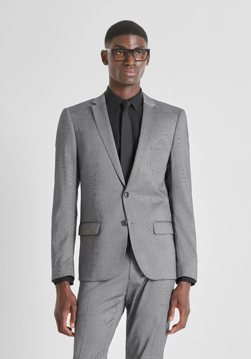 CHAQUETA SLIM FIT «BONNIE» EN VISCOSA ELÁSTICA CON MICROESTAMPADO - Chaquetas y Chalecos | Antony Morato Online Shop