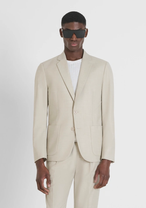 VESTE REGULAR FIT « ELLIE » EN TISSU DE VISCOSE MÉLANGÉE - Vestes et Gilets | Antony Morato Online Shop