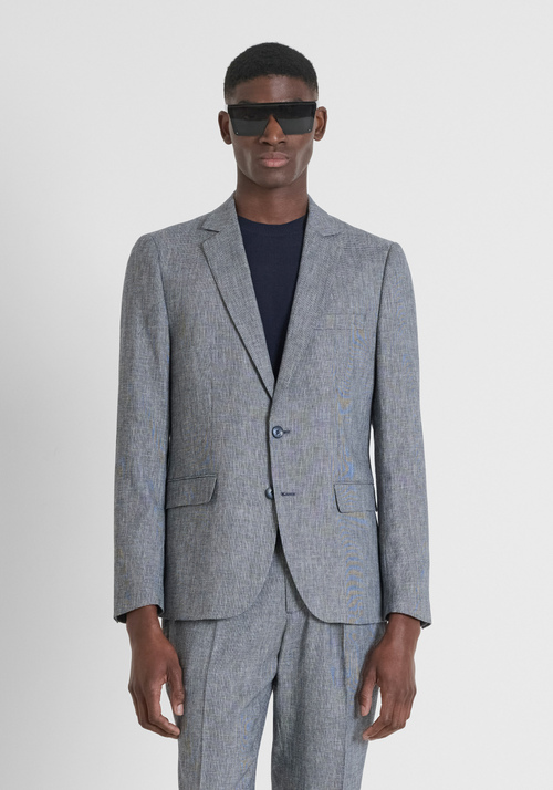 CHAQUETA REGULAR FIT «LUIS» EN MEZCLA DE ALGODÓN Y LINO ELÁSTICO CON MICROPATRÓN - Chaquetas y Chalecos | Antony Morato Online Shop