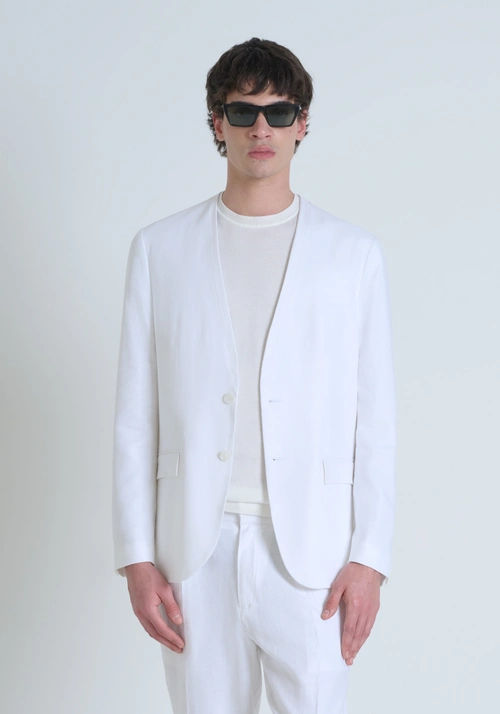 REGULAR FIT JACKET"ELLIE" IN TWILL LINEN VISCOSE BLEND - Clothing | Antony Morato Online Shop