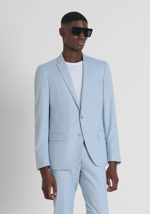 VESTE REGULAR FIT « LUIS » EN TISSU DE VISCOSE MÉLANGÉE ÉLASTIQUE AVEC FENTE SUR LE DOS - Vestes et Gilets | Antony Morato Online Shop