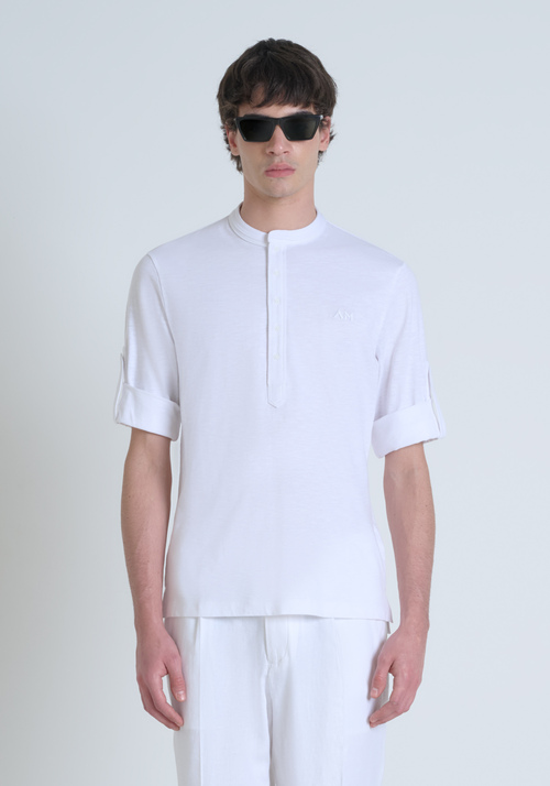 REGULAR FIT T-SHIRT IN SLUB COTTON WITH EMBROIDERED LOGO - Clothing | Antony Morato Online Shop