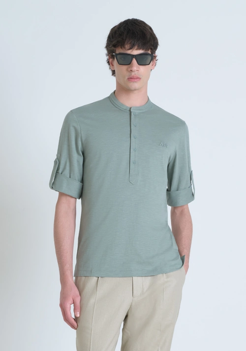 CAMISETA REGULAR FIT DE ALGODÓN FLAMEADO CON LOGOTIPO BORDADO - Ropa | Antony Morato Online Shop
