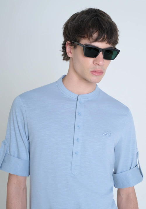 CAMISETA REGULAR FIT DE ALGODÓN FLAMEADO CON LOGOTIPO BORDADO - Camisetas y polo | Antony Morato Online Shop