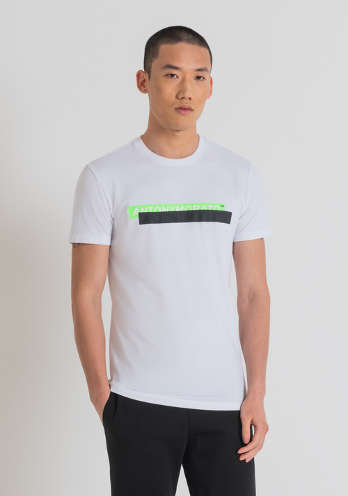 T-SHIRT SUPER SLIM FIT EN COTON ÉLASTIQUE AVEC IMPRESSION DU LOGO EN CAOUTCHOUC - T-shirts & Polo | Antony Morato Online Shop