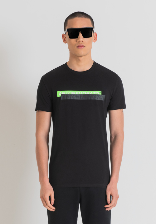 T-SHIRT SUPER SLIM FIT EN COTON ÉLASTIQUE AVEC IMPRESSION DU LOGO EN CAOUTCHOUC - T-shirts et polos | Antony Morato Online Shop